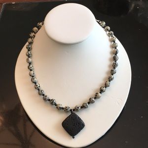 Lava Stone and Dalmation Jasper necklace